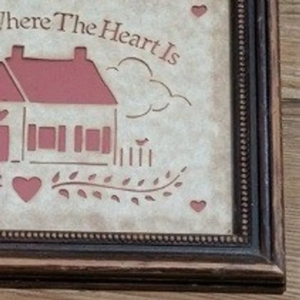Vintage Figi Graphics‎ Country Cuts Folk Art Home Is Where The Heart Is Framed
